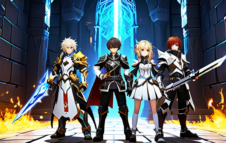 **
"A group of Elsword characters, fully clothed in fantasy armor, strategically positioned in a brightly lit dungeon environment. One character is clearly issuing commands with a holographic interface. Focus on teamwork and tactical gameplay, appropriate attire, safe for work, perfect anatomy, natural proportions, family-friendly, professional digital art, high resolution."
**