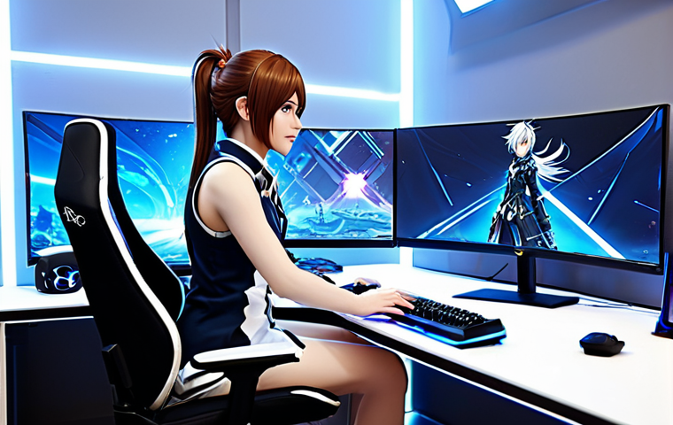 **

"A fully clothed professional female Elsword player, wearing a stylish and modest gaming outfit, sitting in a brightly lit, modern gaming room with multiple monitors, focused on the game, appropriate attire, safe for work, perfect anatomy, natural proportions, high-quality digital art, family-friendly."

**