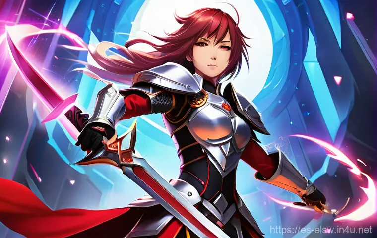 엘소드 패치노트 요약 및 분석 - **Prompt:** A cozy and organized scene depicting a player character, perhaps a female Elsword charac...