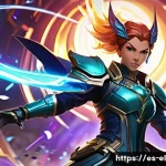 엘소드 각종 전투 모드 공략 - **Dynamic PvP Arena Clash:** A highly stylized, anime-inspired character, depicted in mid-air, execu...
